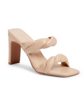 Open Edit Remmy Nude Twist Strap High-Heel Slide Sandal, New with Flaws, Size 7
